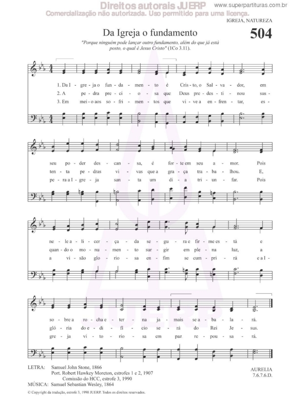 Partitura da música Da Igreja O Fundamento - 504 HCC v.2