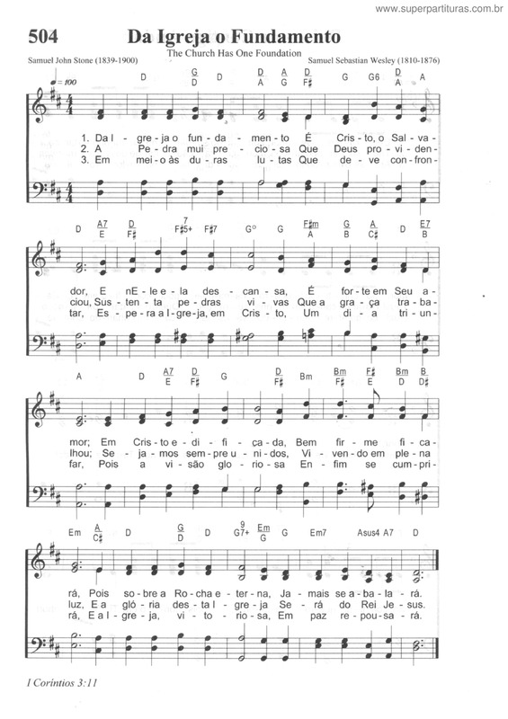 Partitura da música Da Igreja O Fundamento v.2