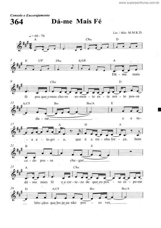 Partitura da música Dá-Me Mais Fé