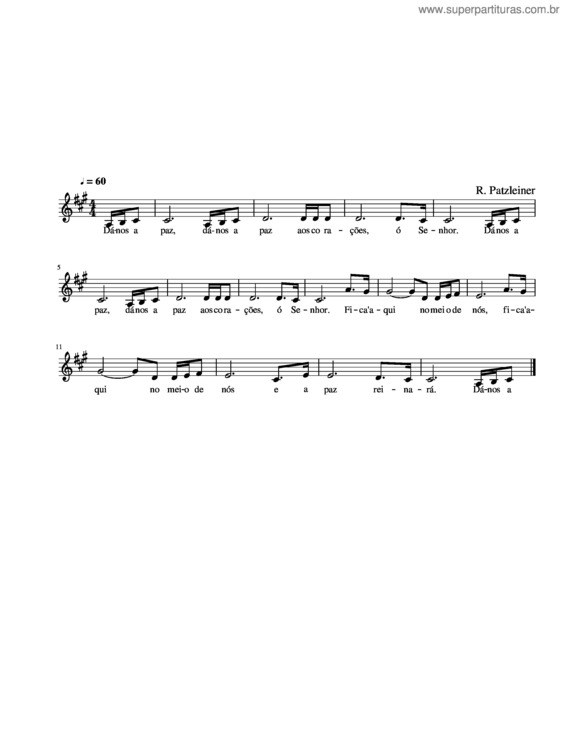 Partitura da música Dá–Nos A Paz – Dona La Pace