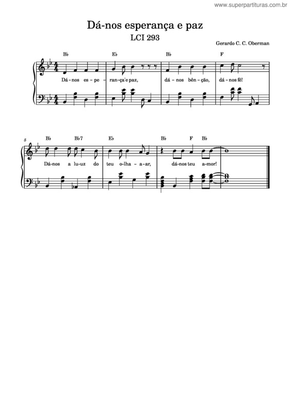 Partitura da música Dá–Nos Esperança E Paz – Gerardo C. C. Oberman