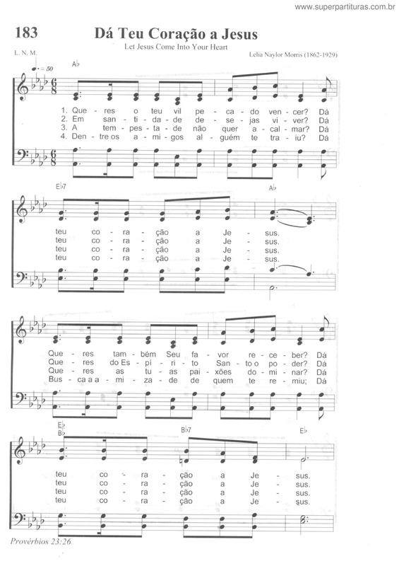 Partitura da música Dá Teu Coração A Jesus