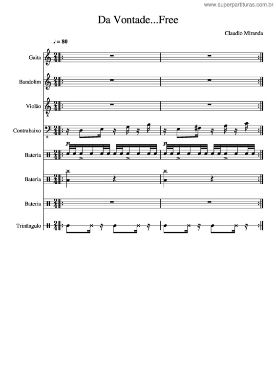 Partitura da música Da Vontade...Free