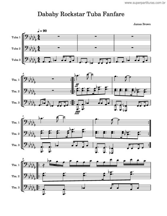 Partitura da música Dababy Rockstar Tuba Fanfare