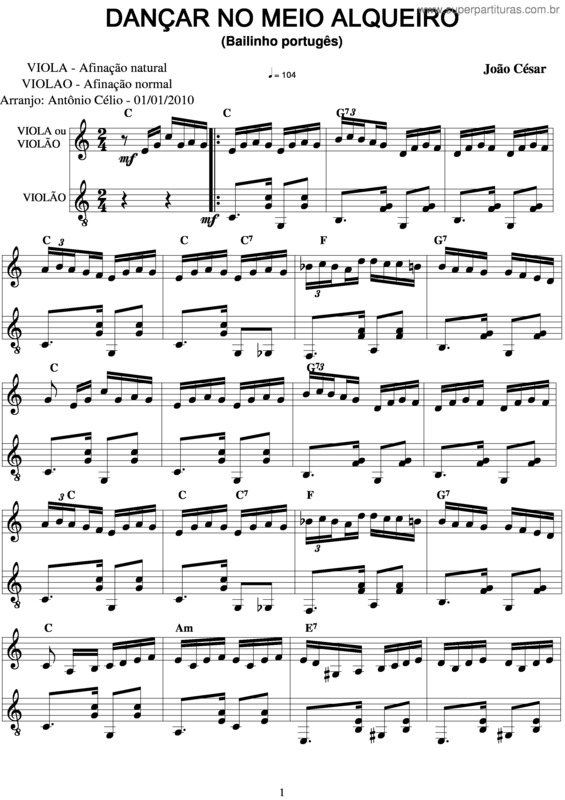 Partitura da música Daçar No Meio Do Alqueire