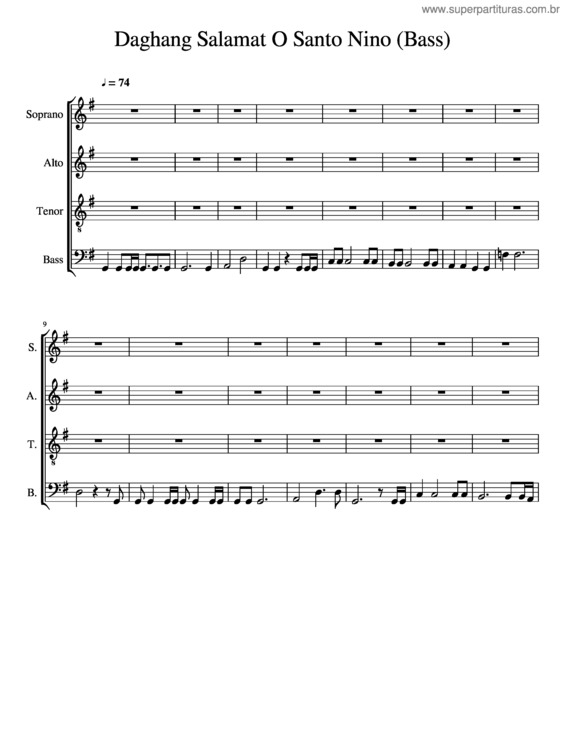 Partitura da música Daghang Salamat O Santo Nino
