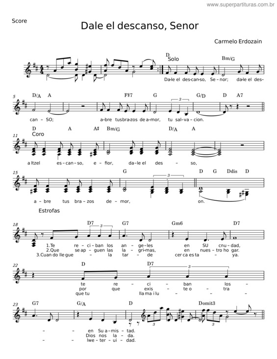 Partitura da música Dale El Descanso, Senor – Carmelo Erdozain