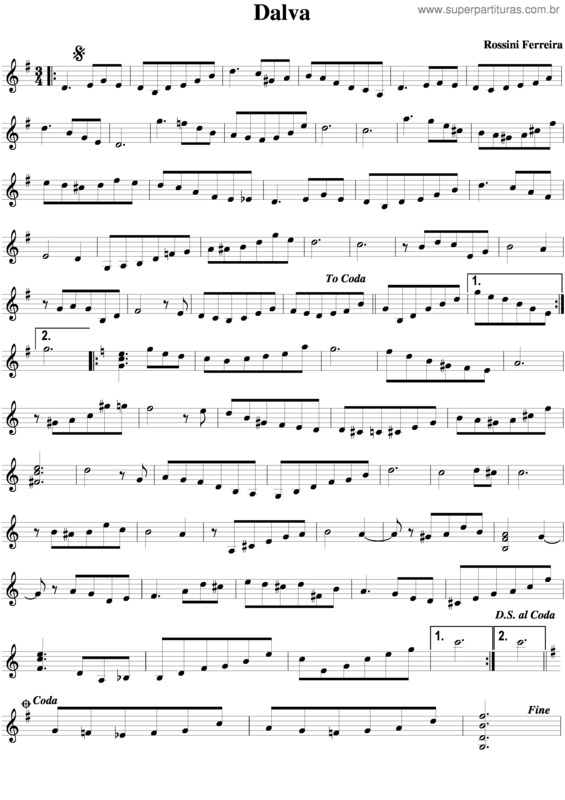 Partitura da música Dalva