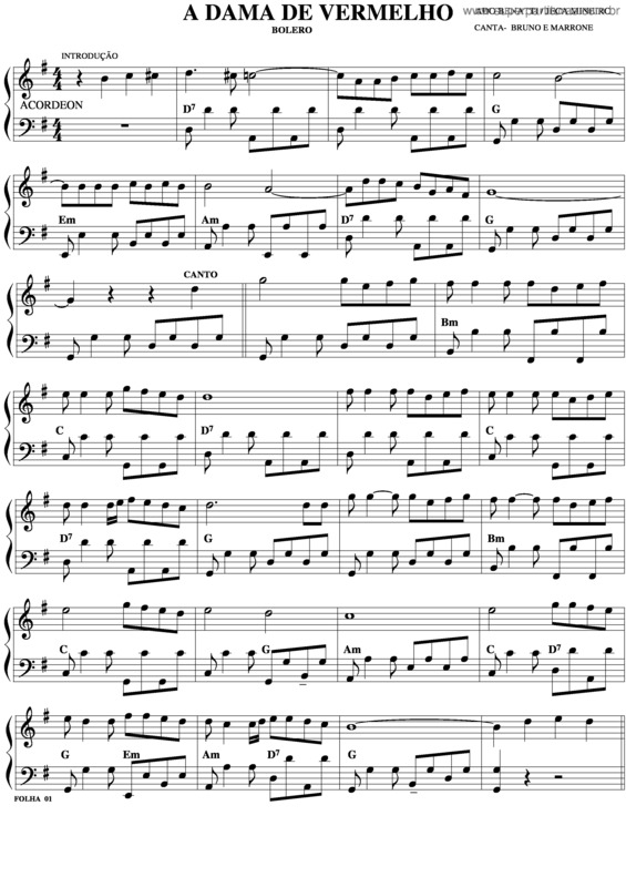 Partitura da música Dama De Vermelho