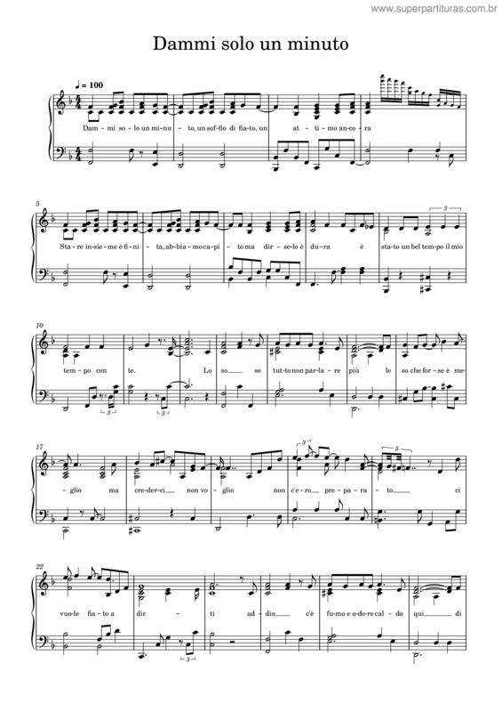 Partitura da música Dammi Solo Un Minuto