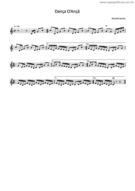 Partitura da música Dança D`Ançã – Ricardo Santos