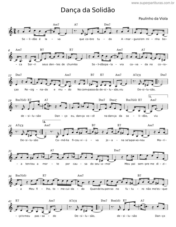 Partitura da música Dança Da Solidão v.5