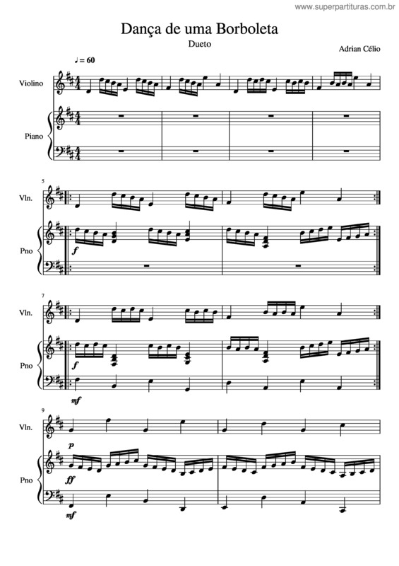 Partitura da música Dança De Uma Borboleta