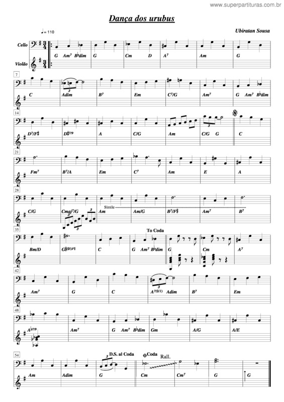 Partitura da música Dança Dos Urubus