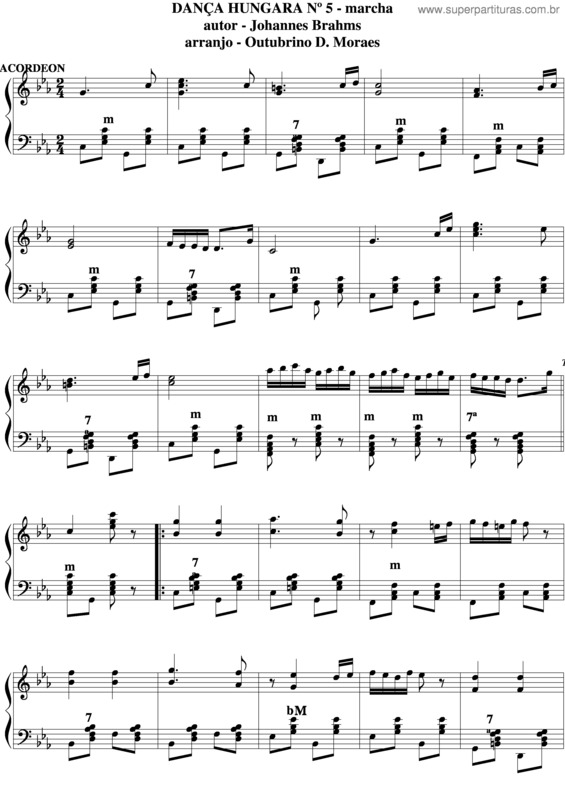 Partitura da música Dança Húngara v.3