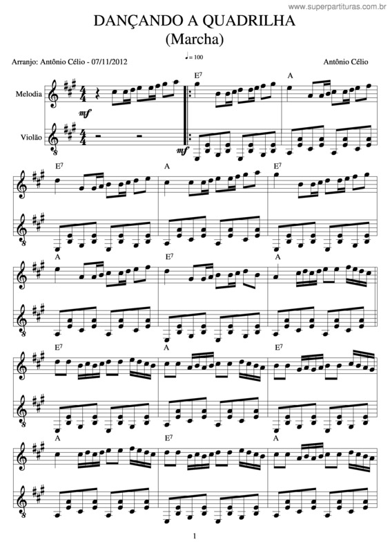 Partitura da música Dançando A Quadrilha