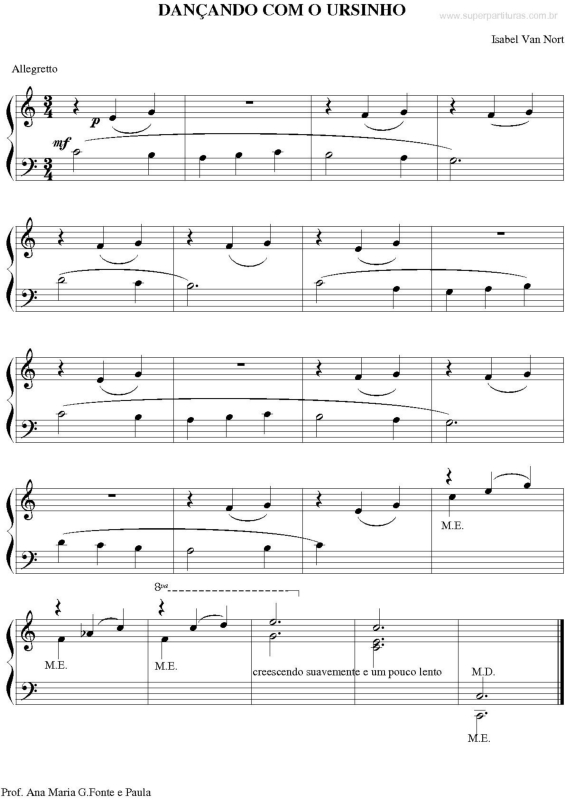 Partitura da música Dançando com o ursinho