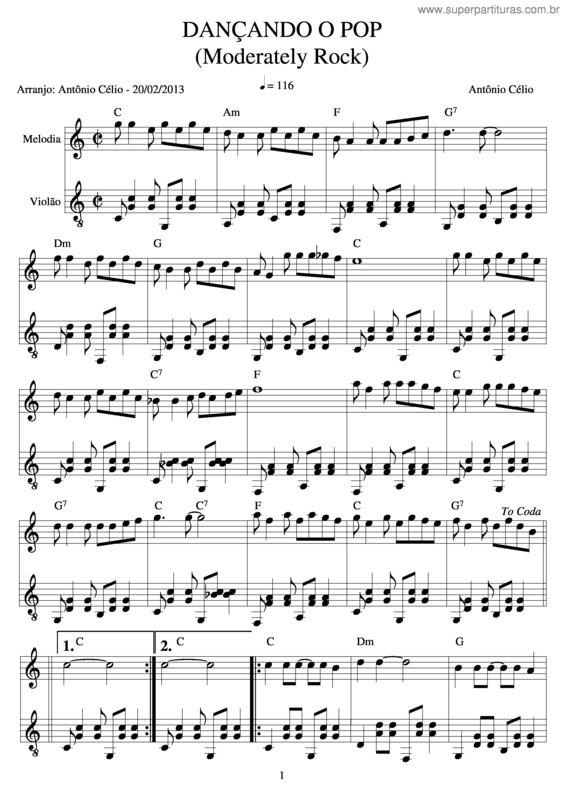 Partitura da música Dançando O Pop