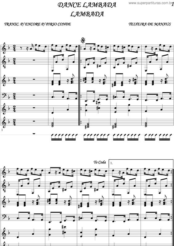 Partitura da música Dance Lambada v.2