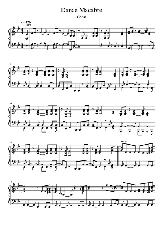 Partitura da música Dance Macabre