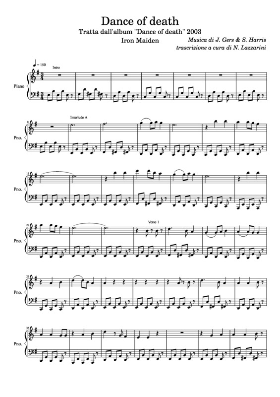 Partitura da música Dance of Death