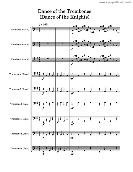 Partitura da música Dance Of The Trombones