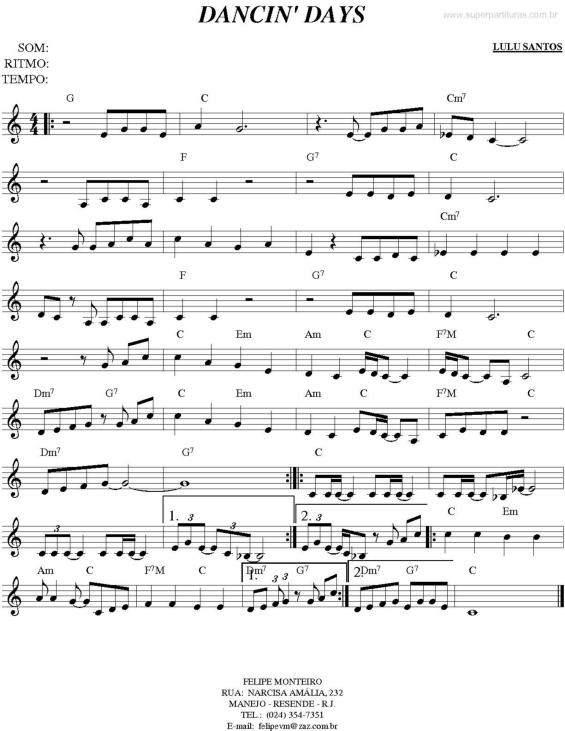 Partitura da música Dancin` Days