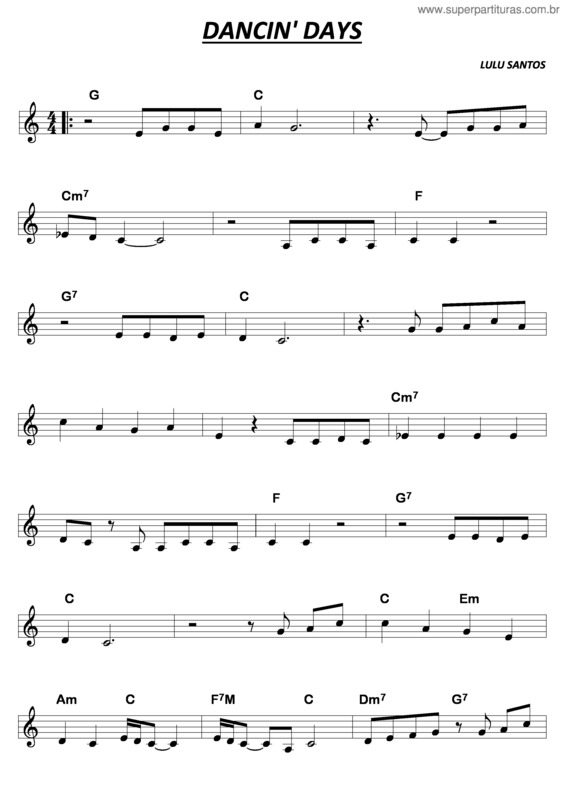 Partitura da música Dancin Days v.2