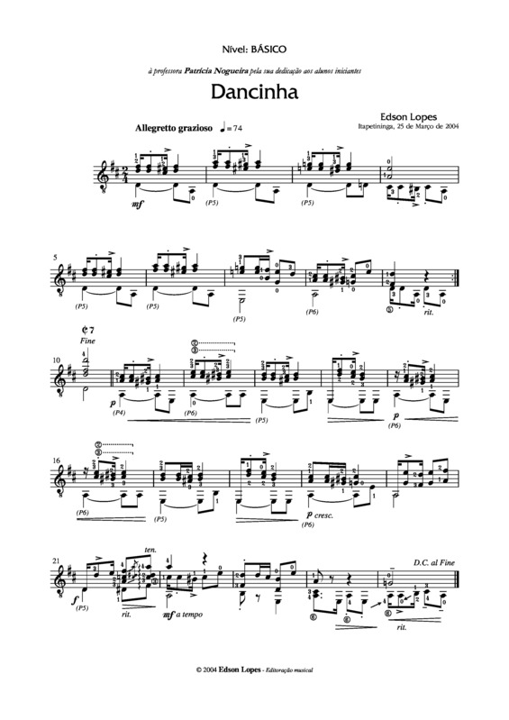 Partitura da música Dancinha