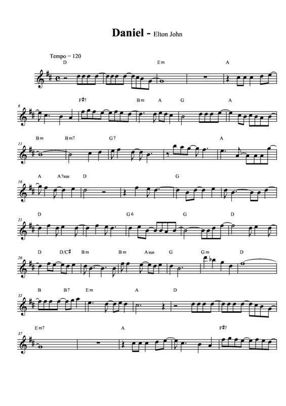 Partitura da música Daniel v.3