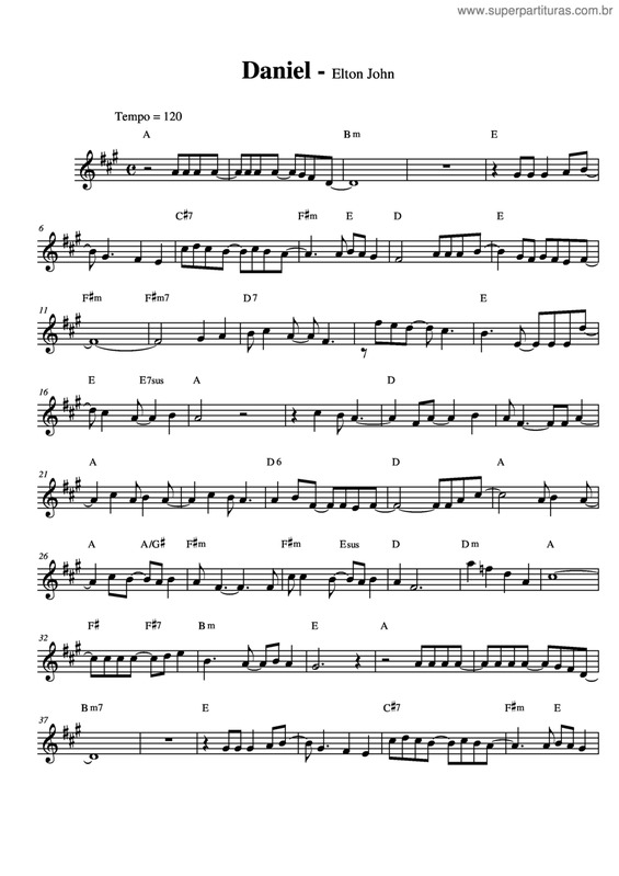 Partitura da música Daniel v.6