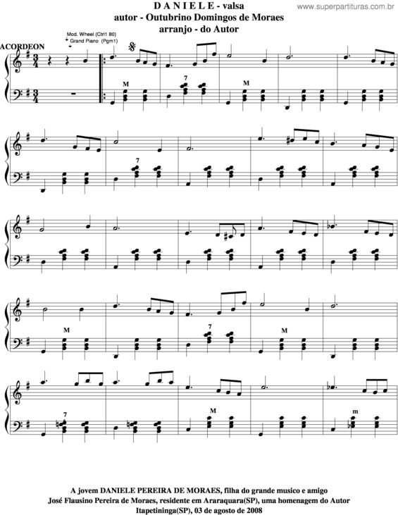 Partitura da música Daniele v.2