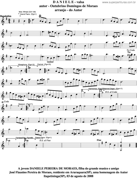 Partitura da música Daniele v.3