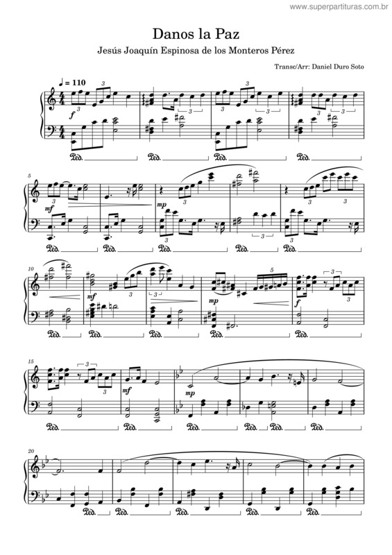 Partitura da música Danos La Paz – Jesús Joaquín Espinosa De Los Monteros Pérez
