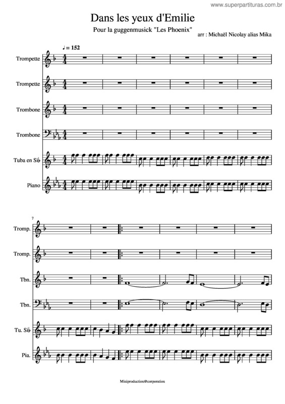 Partitura da música Dans Les Yeux D`Emilie
