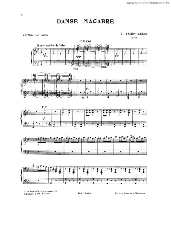 Partitura da música Danse Macabre v.2