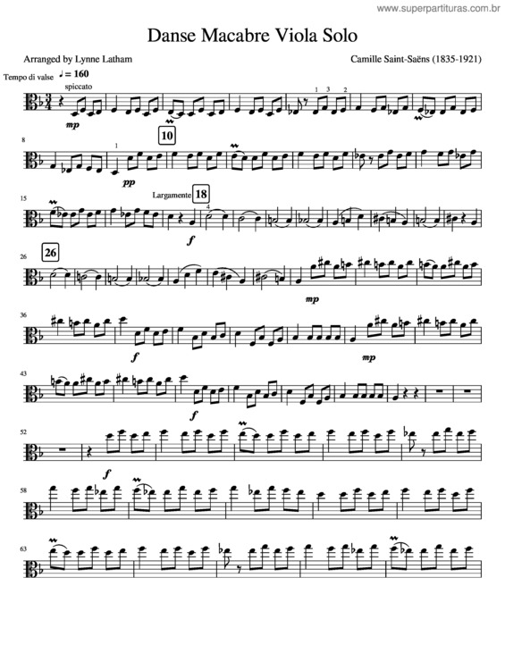 Partitura da música Danse Macabre Viola Solo