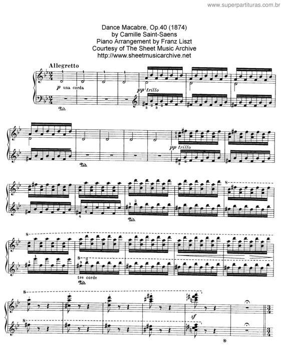 Partitura da música Danse Macabre