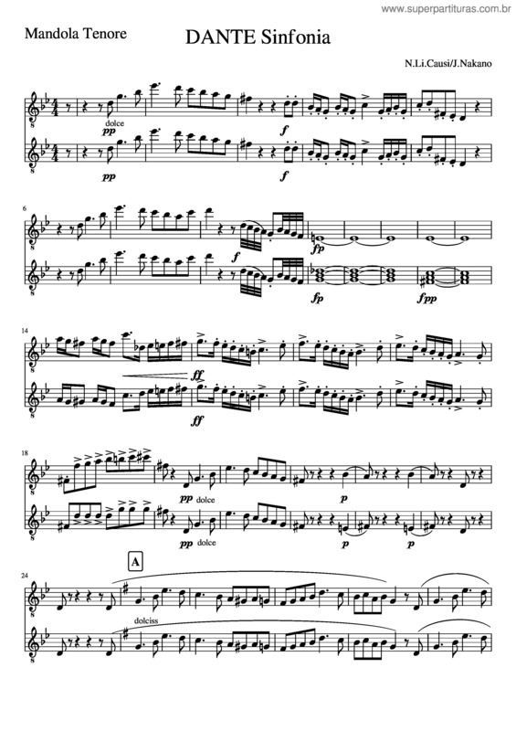 Partitura da música Dante Sinfonia
