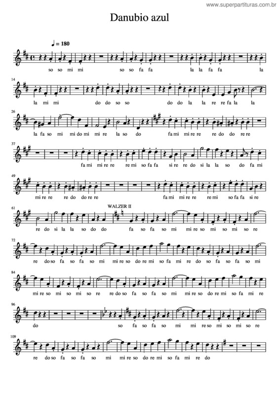 Partitura da música Danubio Azul – Johan Strauss Danubio Azul v.2