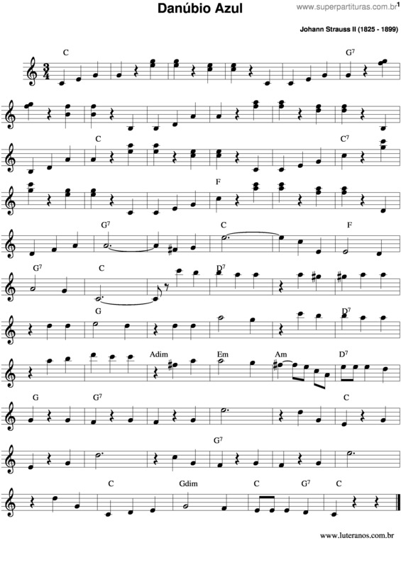 Partitura da música Danúbio Azul v.4