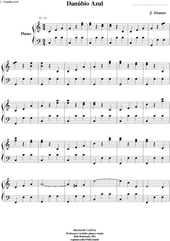 Partitura da música Danúbio Azul