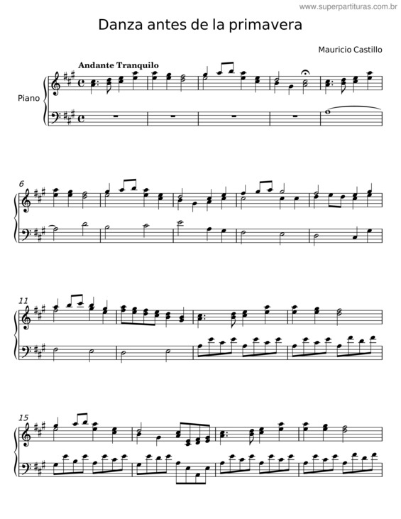 Partitura da música Danza Antes De La Primavera – Castillo Hidalgo, Mauricio Andrés