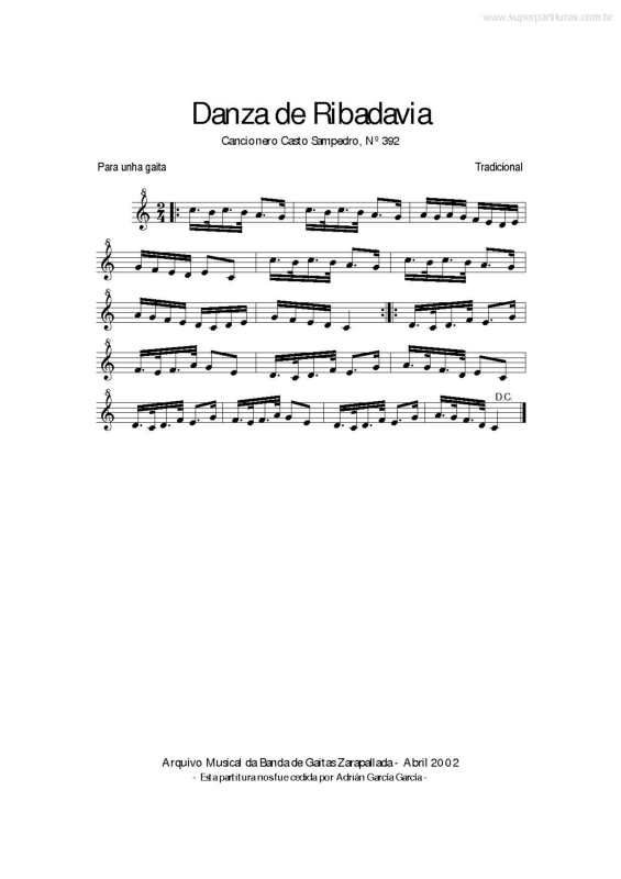 Partitura da música Danza de Ribadavia