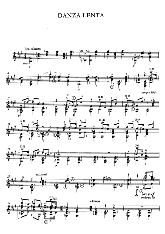 Partitura da música Danza Lenta