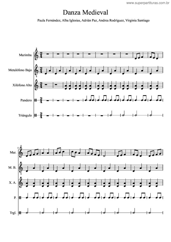Partitura da música Danza Medieval