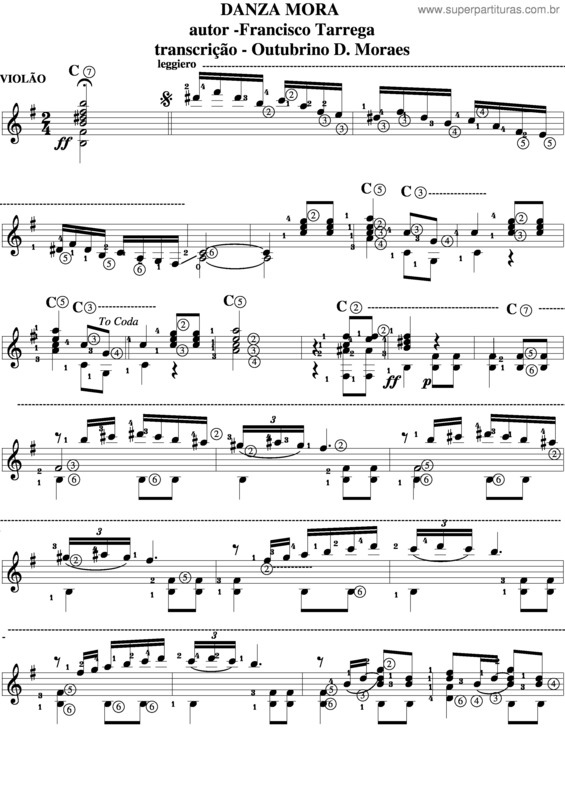 Partitura da música Danza Mora