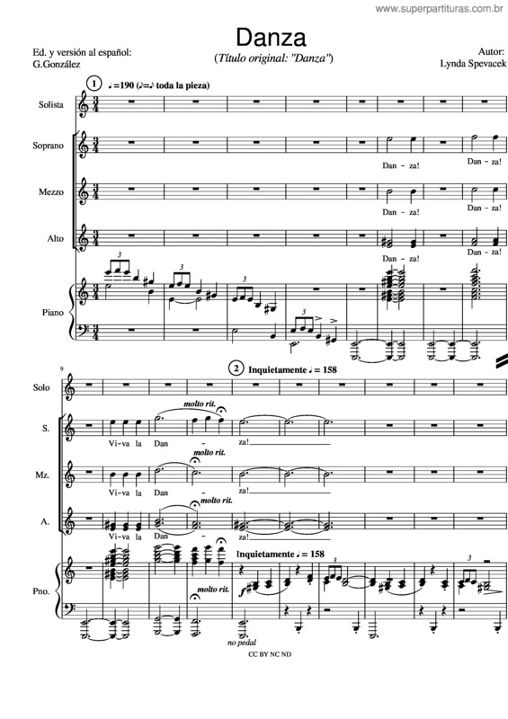 Partitura da música Danza Ssa Spevacekgonzalez
