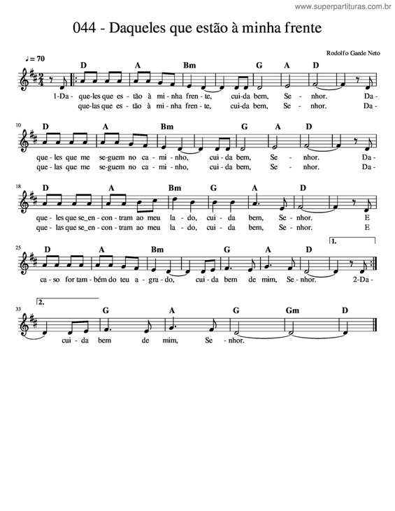Partitura da música Daqueles Que Estão À Minha Frente