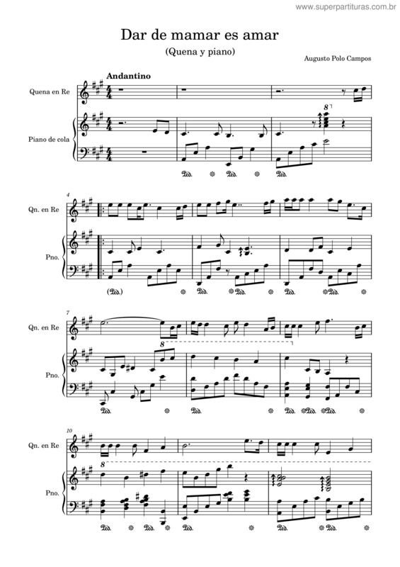 Partitura da música Dar De Mamar Es Amar – Augusto Polo Campos Dar De Mamar Es Amar